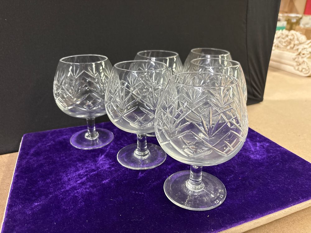Lot 268: A Set of 6 Cut Crystal Brandy Snifter Glasses