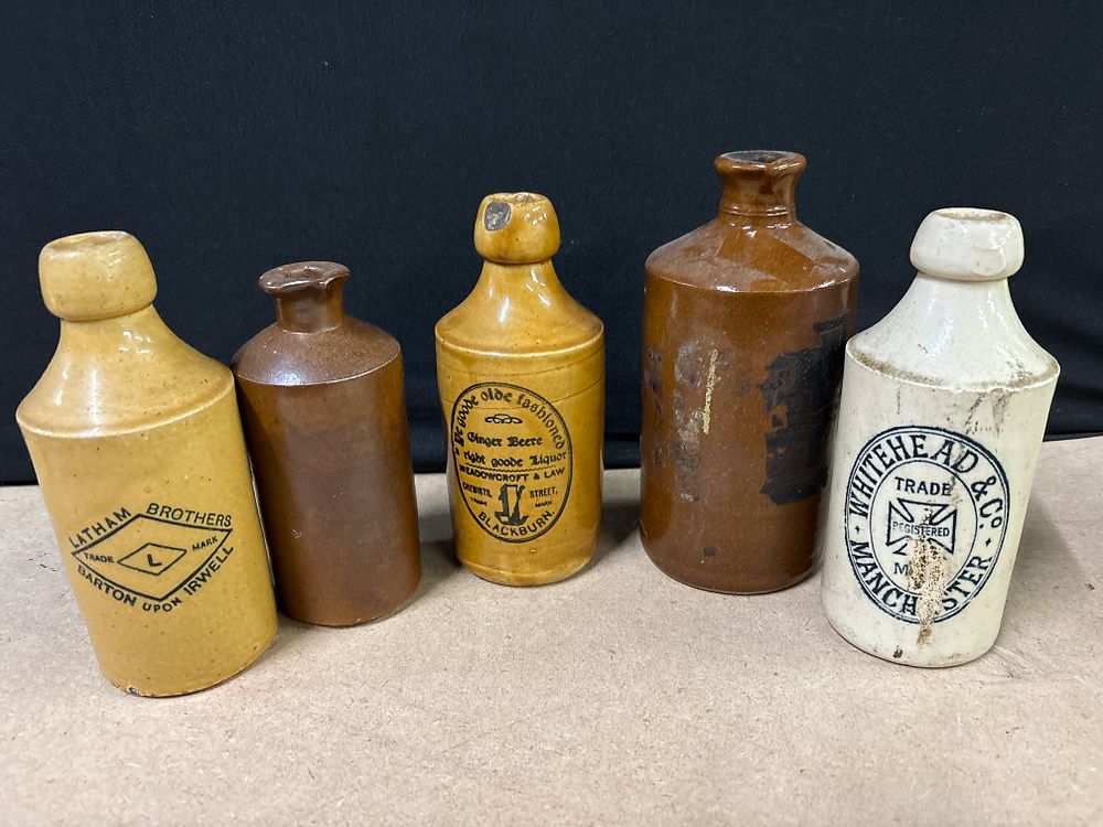 Lot 283: Five Northwest Vintage Stonewear Ginger Beer Drinking Vessels