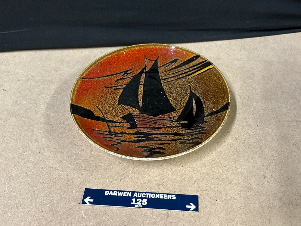 Lot 285: A Poole Pottery Aegean Sunset Sailboat Plate
