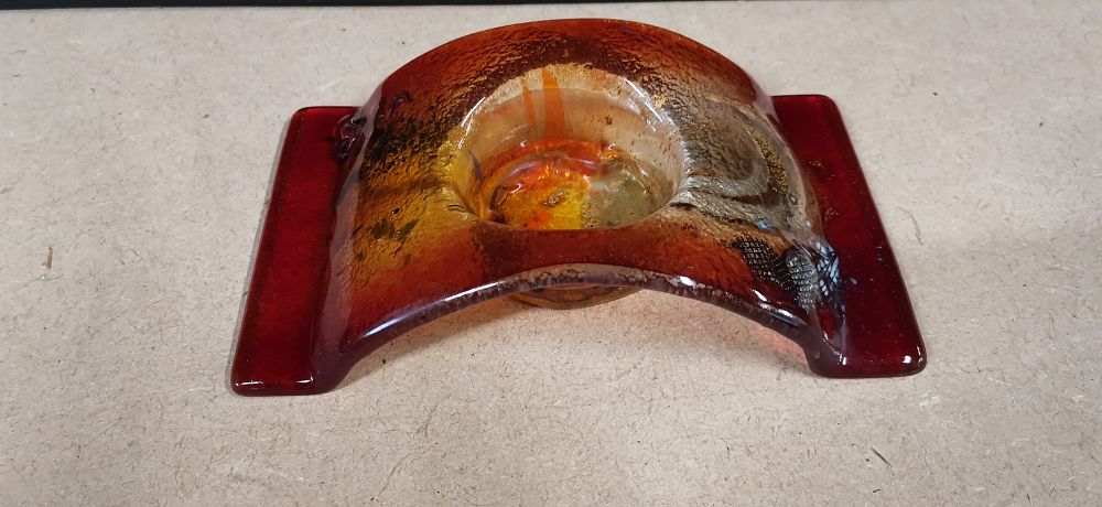 Lot 321: Greek Art Glass Bridge Candle Holder