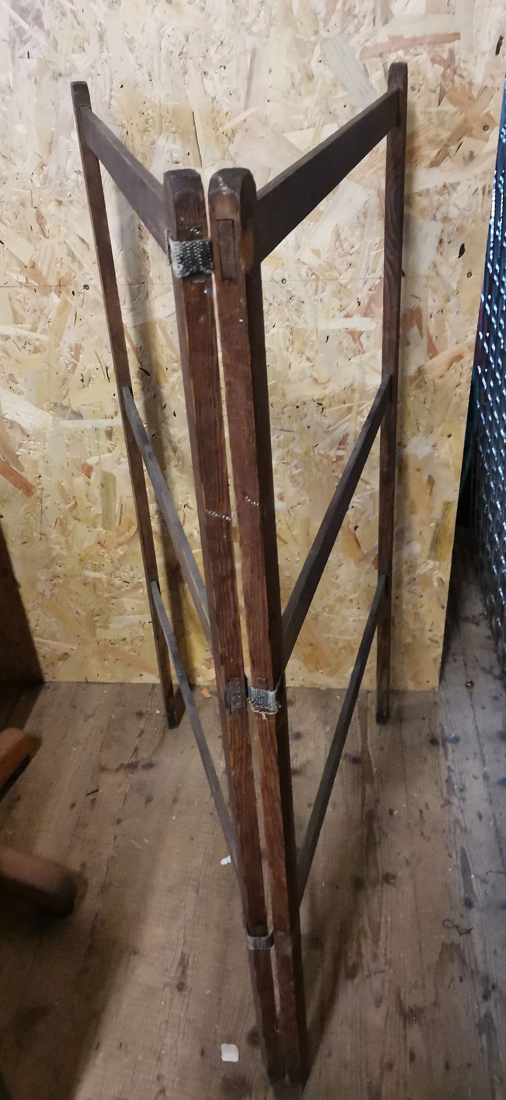 Lot 344: A three-fold wooden clothes horse. COLLECTION ONLY