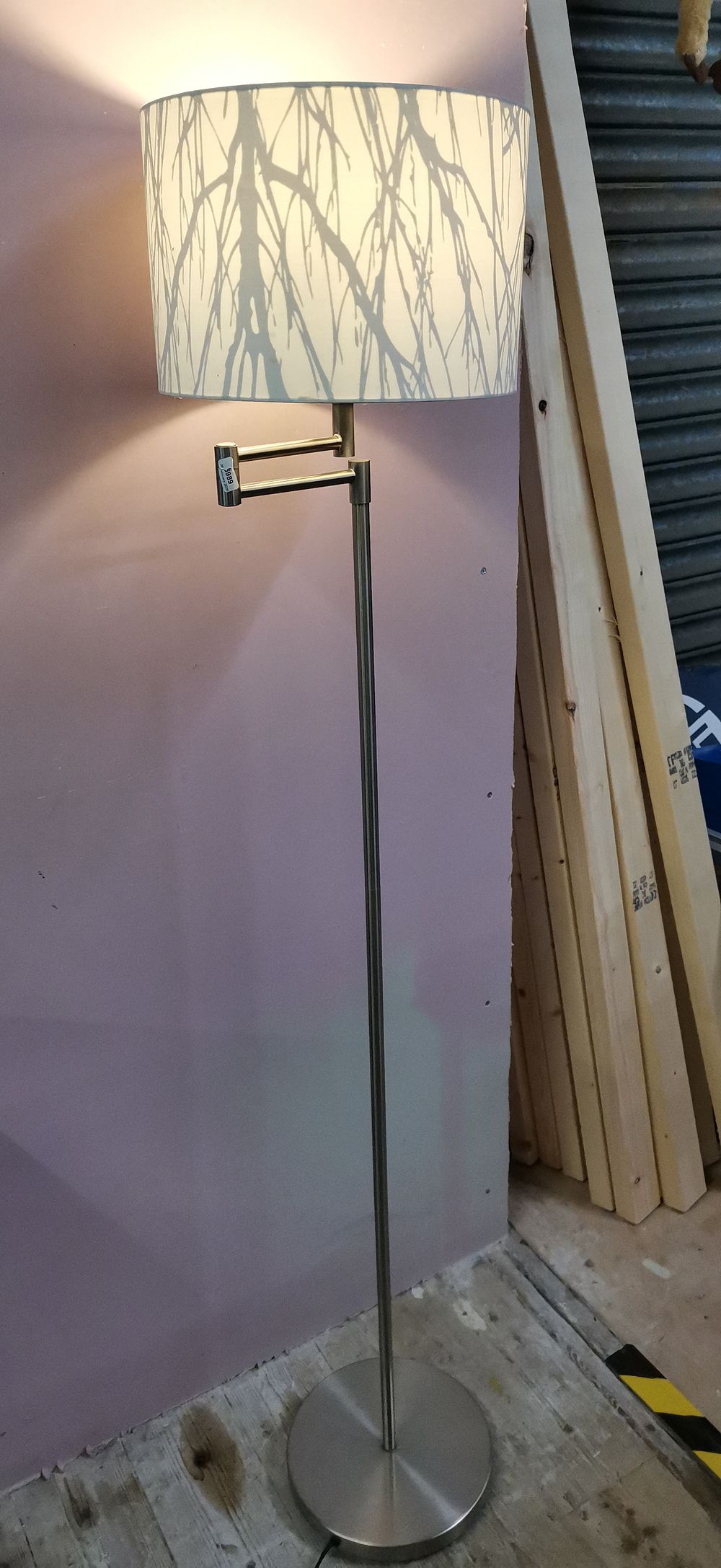 Lot 349: Weeping Willow Brushed Nickel Swing Arm Floor Lamp