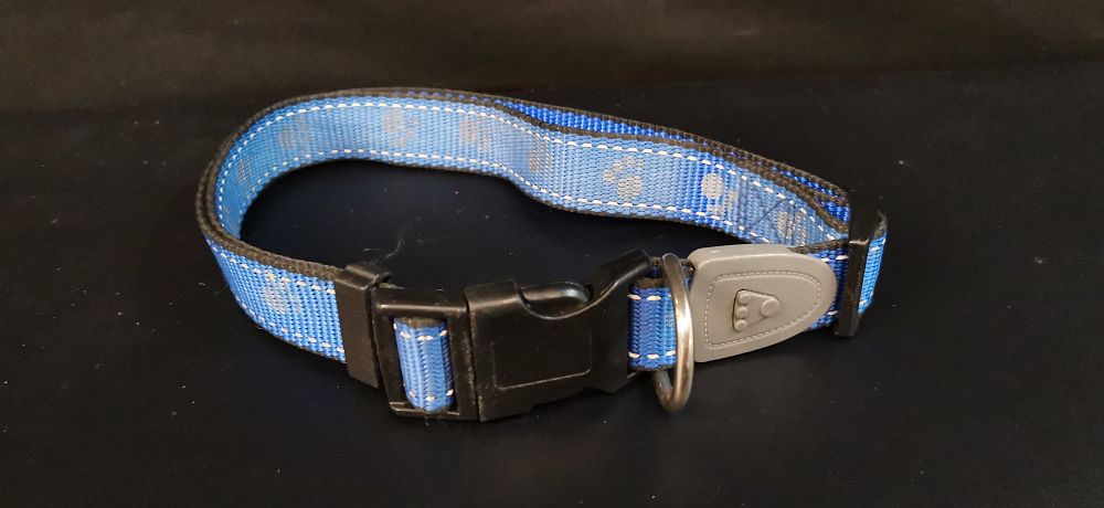 Lot 156: Blue Patterned Nylon Dog Collar with Plastic Buckle
