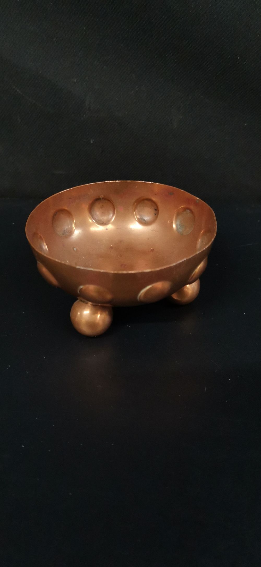 Lot 186: Arts and Crafts Style Copper Footed Bowl with Bosses