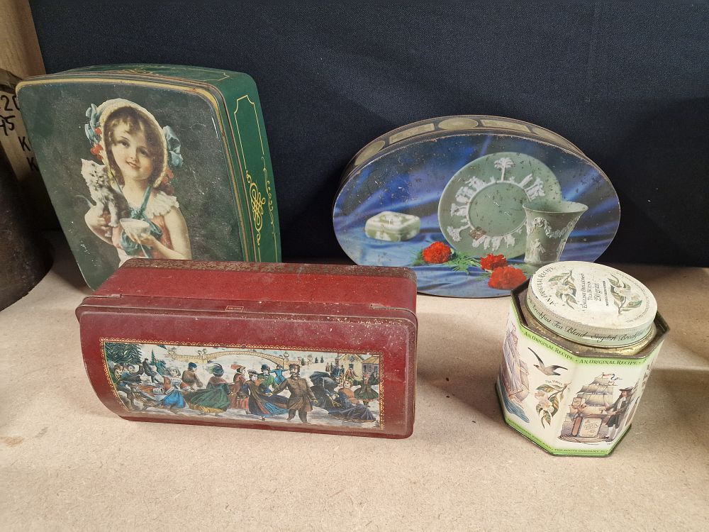 Lot 246: A Collection of Vintage Decorative Metal Tins