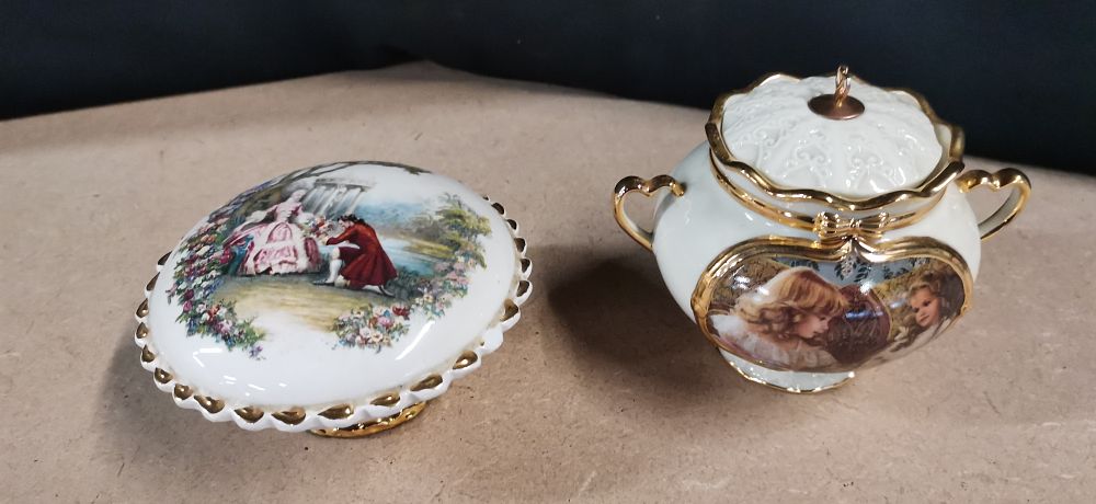 Lot 254: Two Ardleigh Elliott Porcelain Musical Trinket Boxes