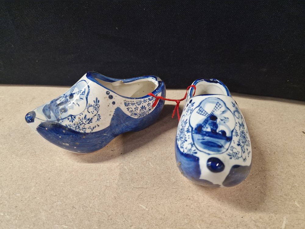 Lot 291: A Group of Delft Deco Hand Painted Ceramic Clogs