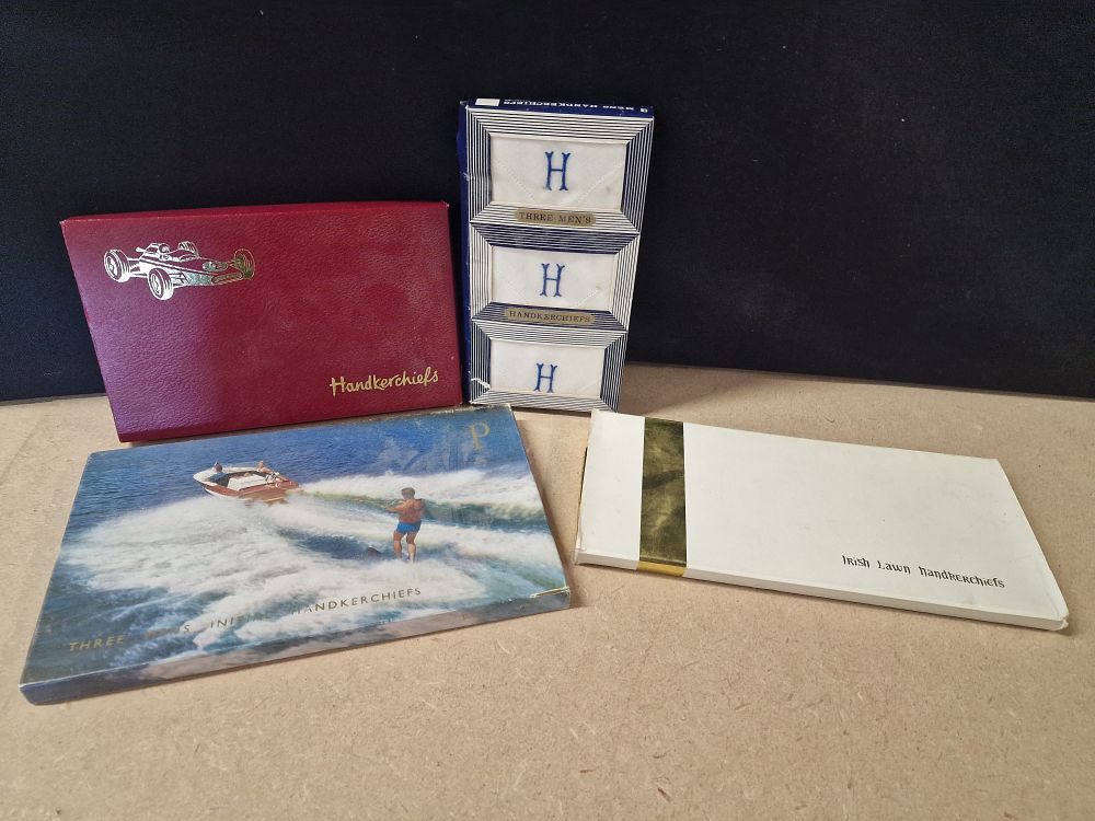 Lot 306: Four boxed sets of vintage handkerchiefs