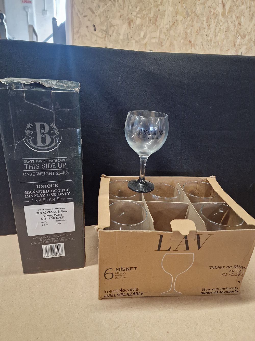 Lot 318: A Collection of Brockmans Gin Glassware and Display Bottle Box