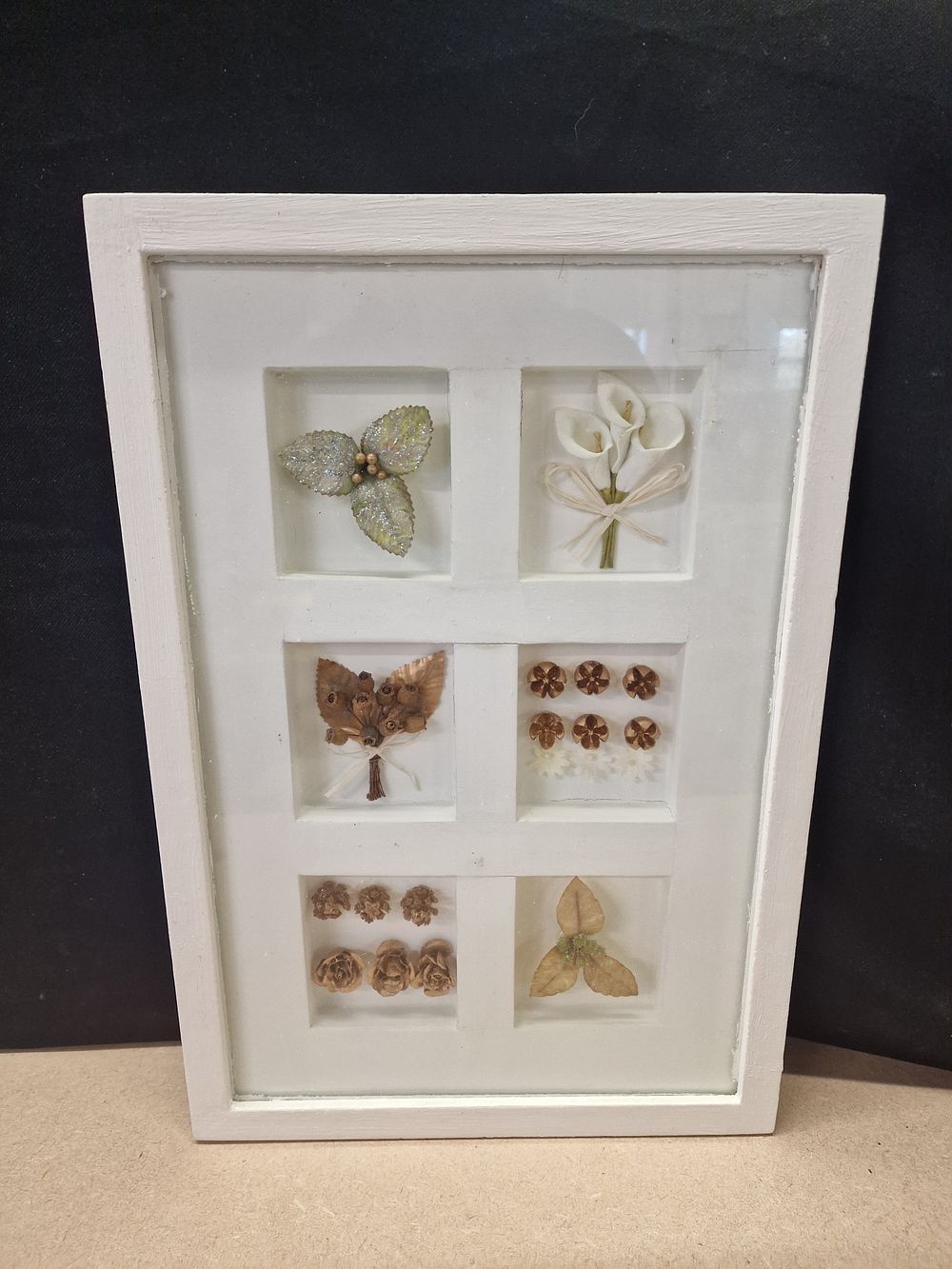 Lot 327: A Framed Botanical Shadow Box with Decorative Floral Elements