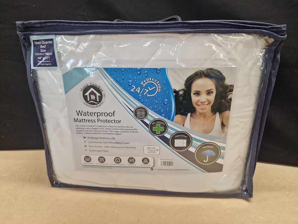 Lot 348: Optima Bedding Home Comfort Waterproof Three Quarter Mattress Protector