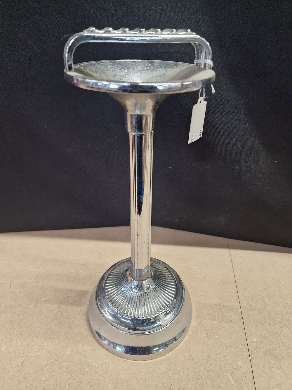 Lot 350: Vintage Silver-toned Chrome Floor-standing Pedestal Ashtray