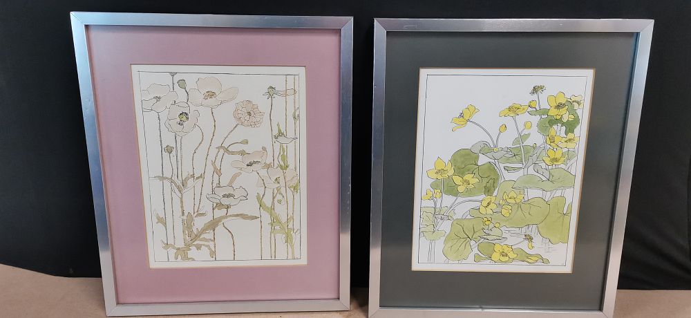 Lot 325: A Pair of Framed Original Floral Paintings Signed R.D.