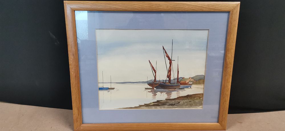 Lot 326: Framed Watercolour Painting of Sailing Boats by John Gray