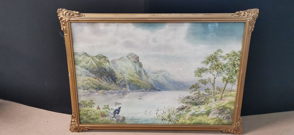 Lot 367: Framed Landscape Oil Painting of River Awe
