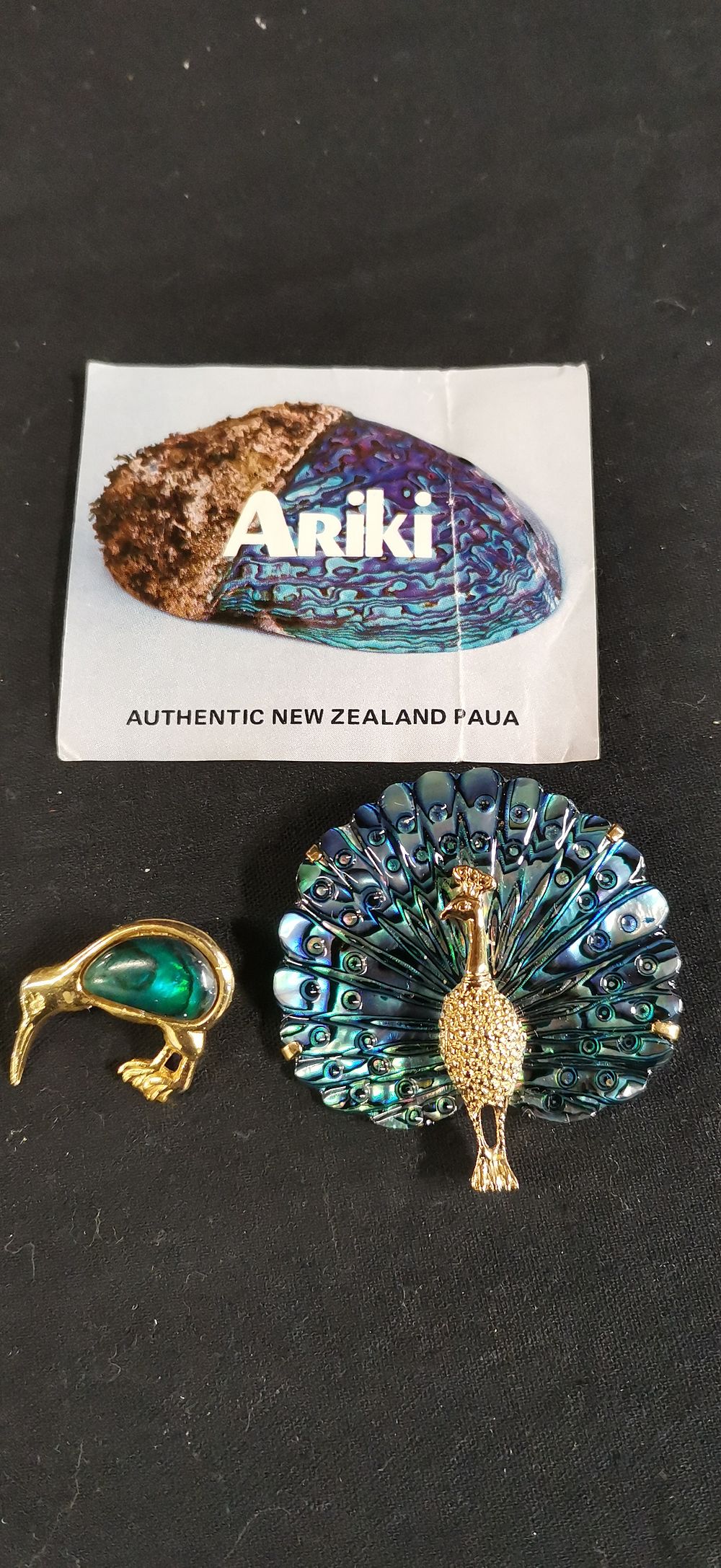 Lot 151: Two Ariki New Zealand Paua Shell Bird Brooches