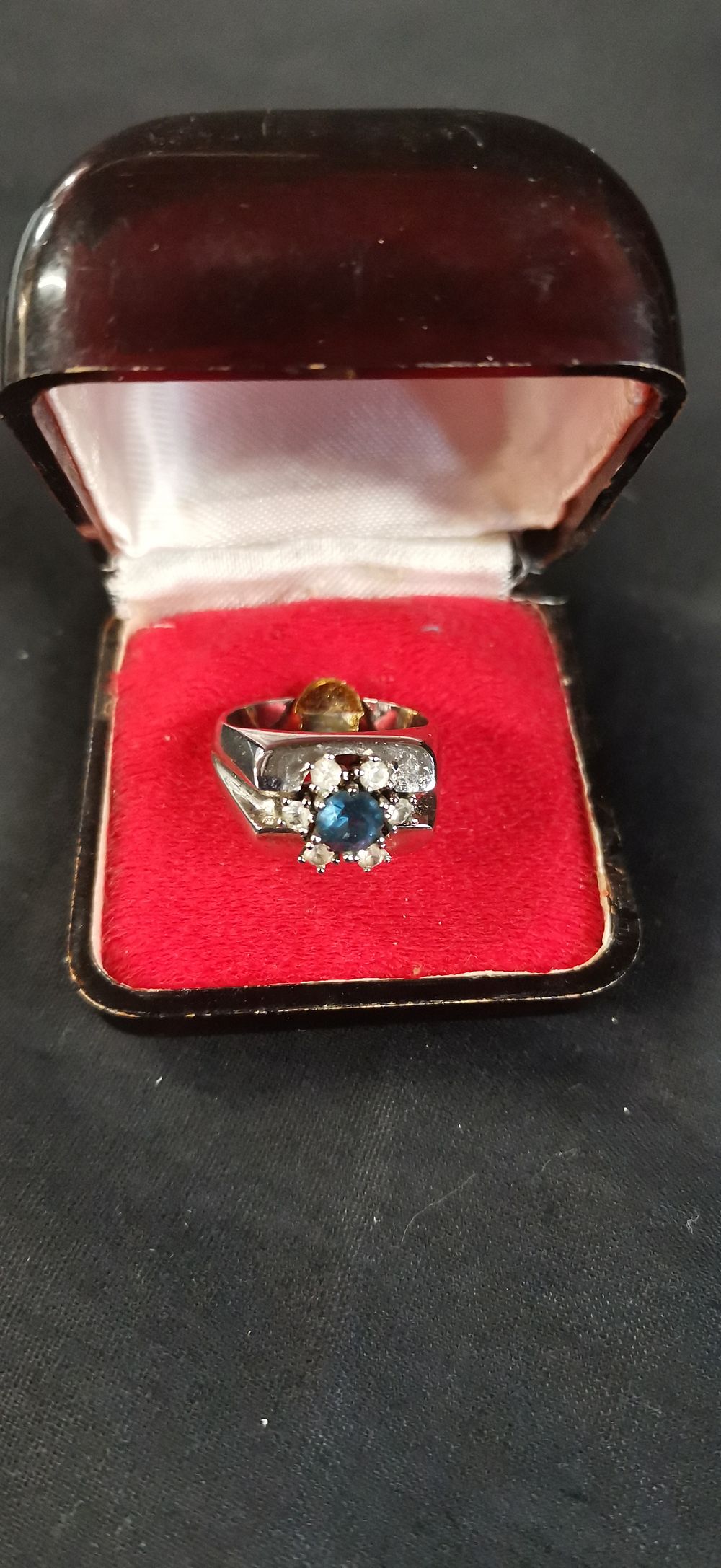 Lot 154: Silver Colored White Gold Sapphire and Diamond Cluster Ring