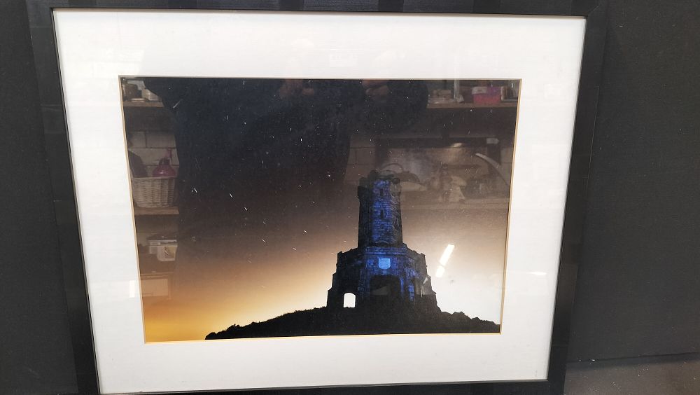 Lot 208: Framed Photograph of Darwen Jubilee Tower at Night