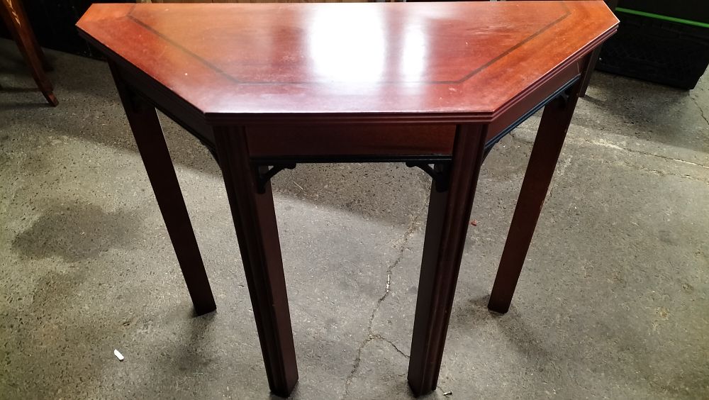 Lot 234: A Chinese Style Semi Octagonal Wood Console Table