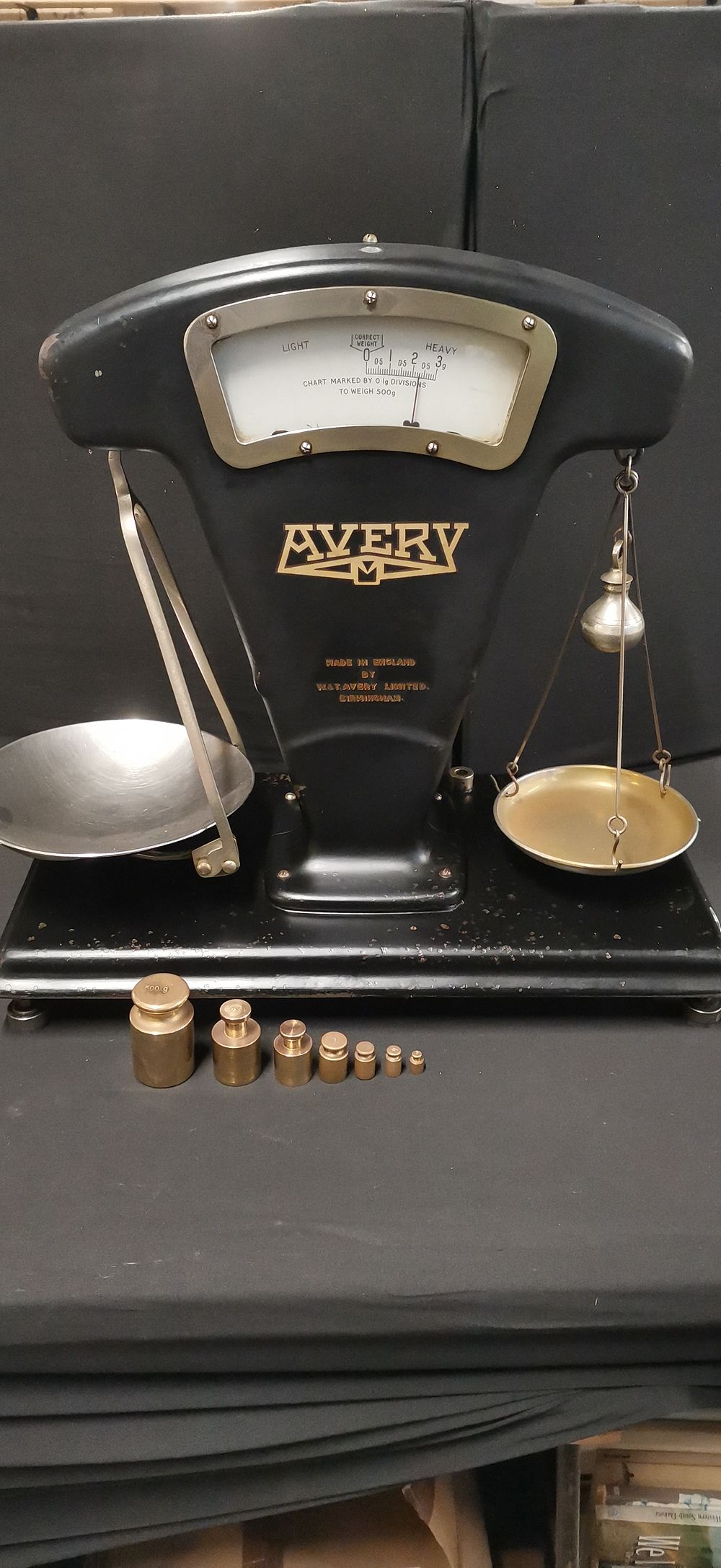Lot 330: An Avery Class B Balance Tobacconist Scale and Collection of Weights. COLLECTION ONLY