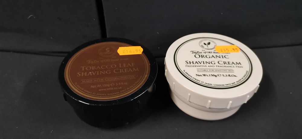 Lot 335: Two Taylor of Old Bond Street Shaving Cream Tubs. RRP £14.95 +£15.95
