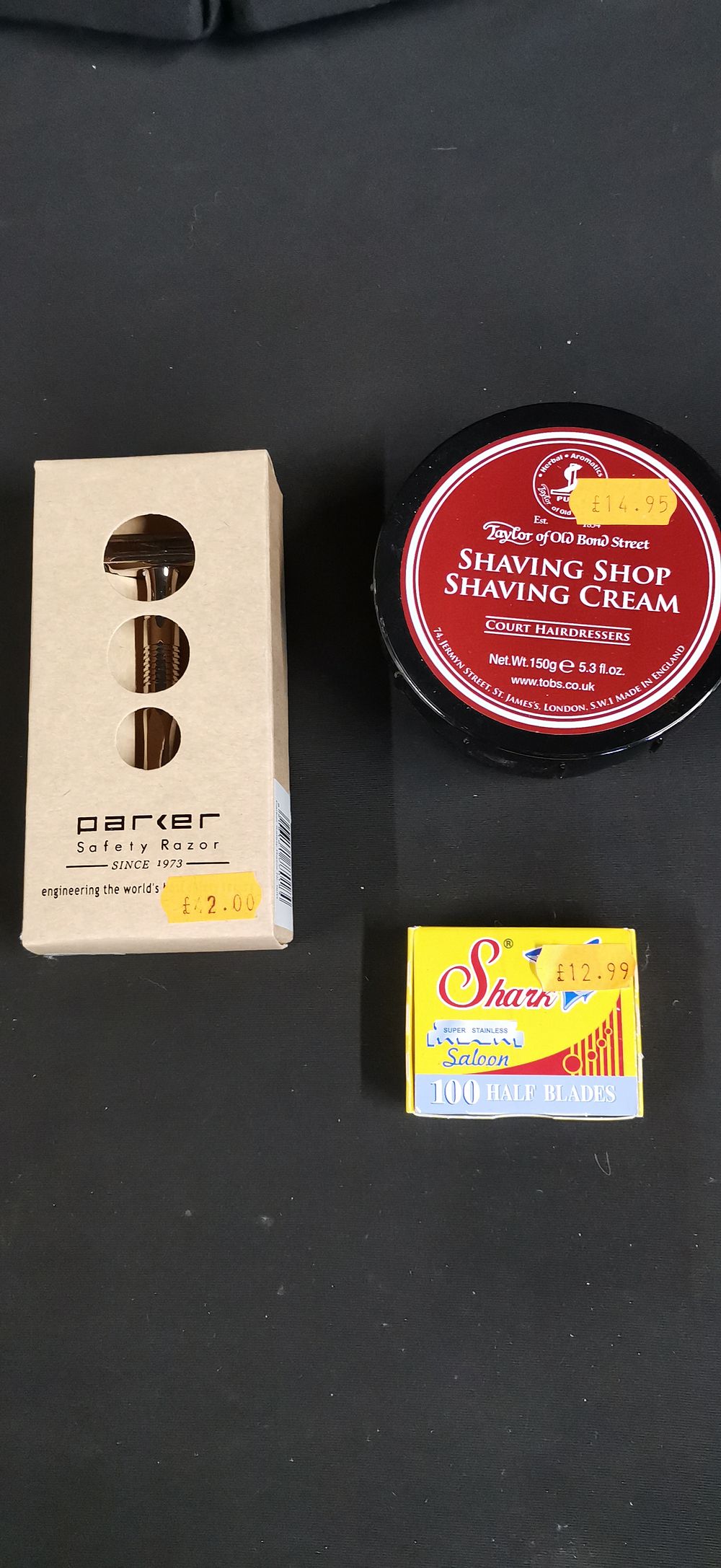 Lot 348: Three Parker and Taylor of Old Bond Street Shaving Items. RRP & 12.99, £42, £14. 95
