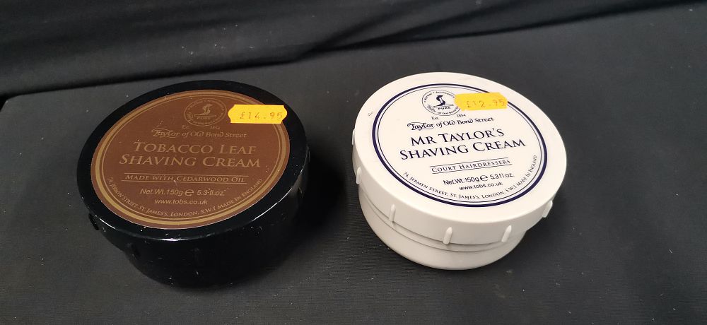 Lot 366: A Pair of Taylor of Old Bond Street Shaving Creams. RRP 12.95 +£14.95