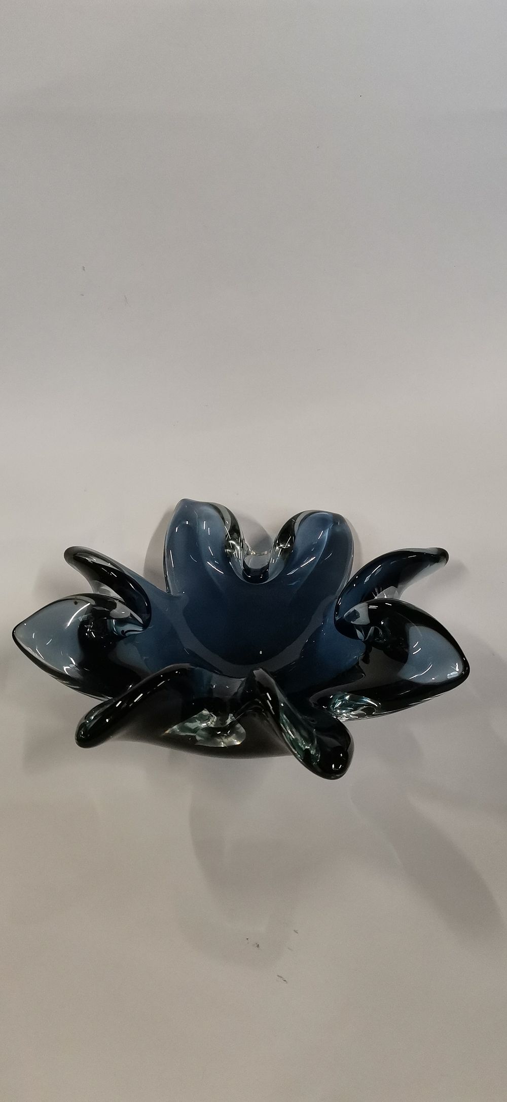 Lot 278: Star Shaped Dark Blue and Clear Art Glass Bowl