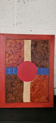 Abstract Impasto Textured Mixed Media Painting. A heavily textured abstract impasto painting 