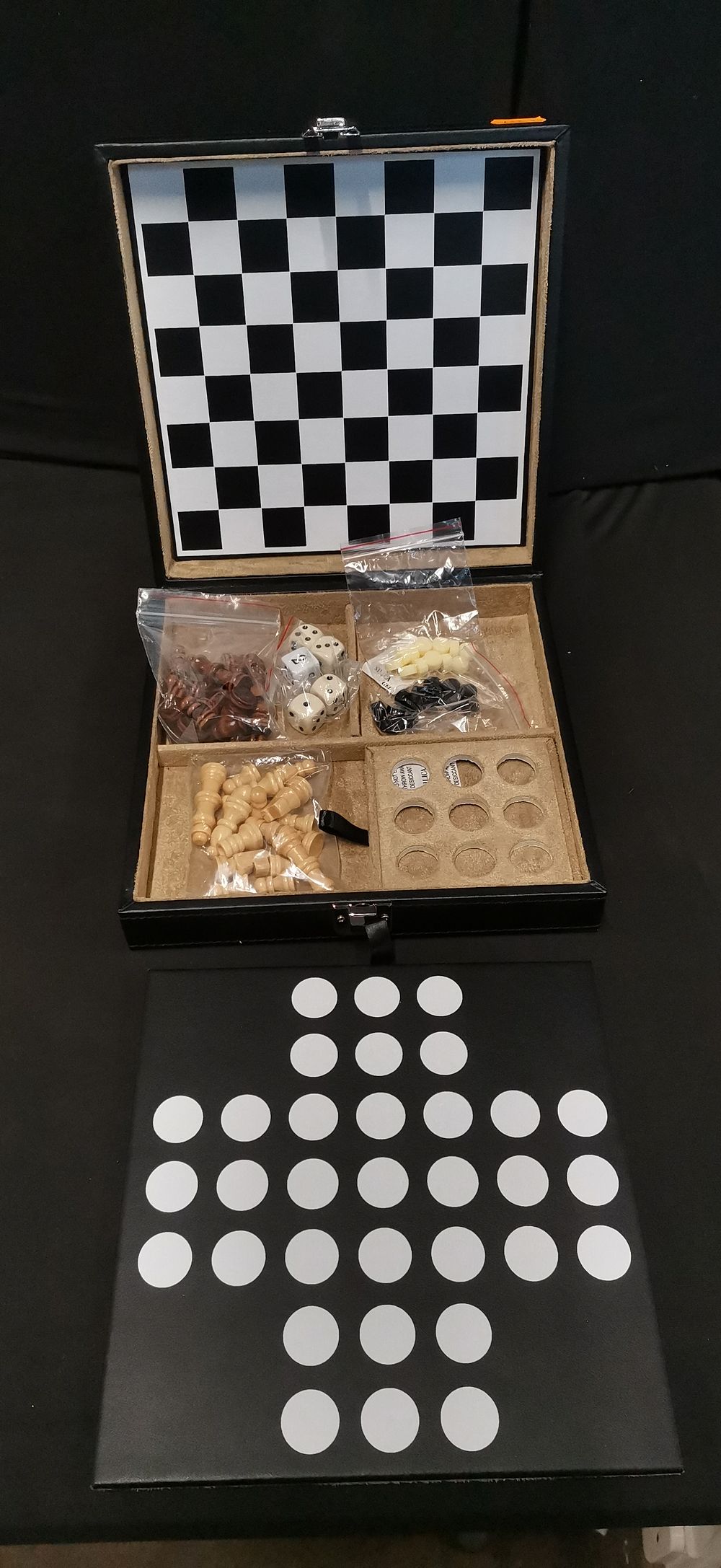 Lot 357: Multi-Game Wooden Chess Checkers and Backgammon Set in Case. RRP £32.95