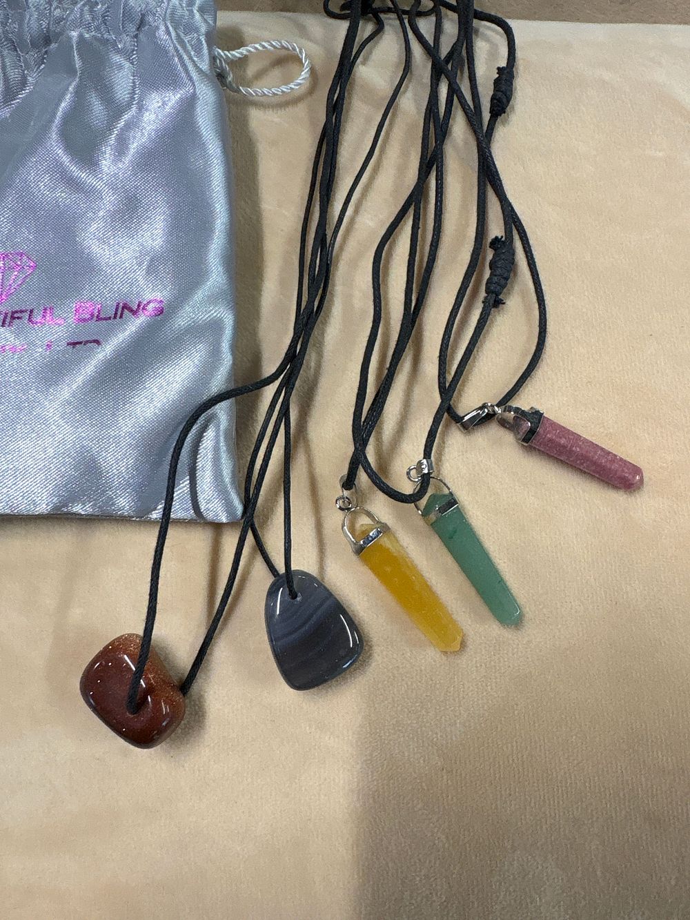 Lot 201: Silver-tone, Pendant Necklace, Crystal Healing Set