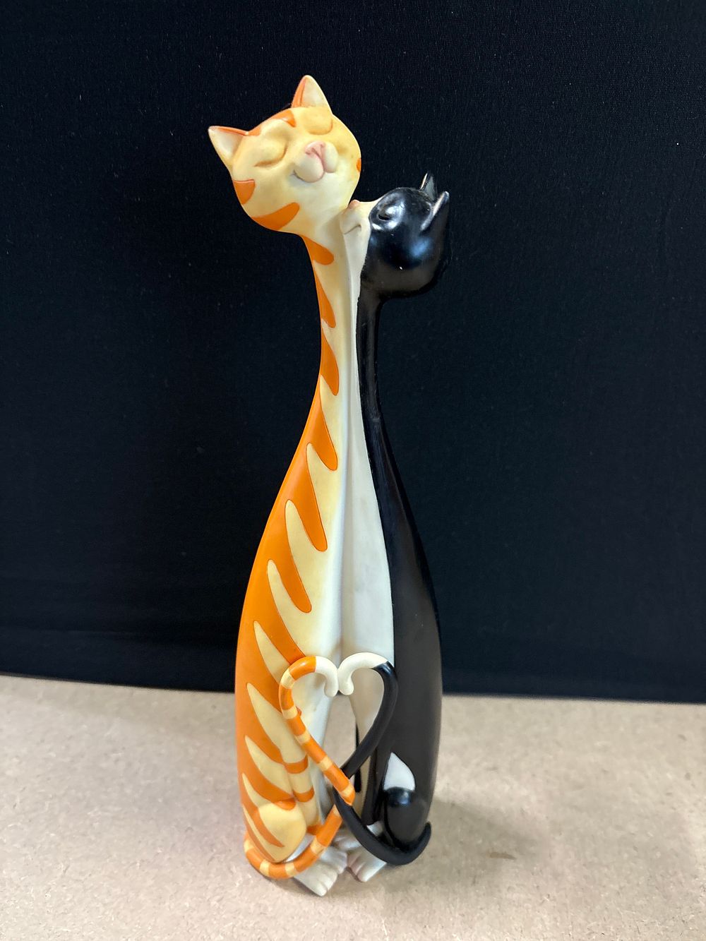 Lot 203: Border Fine Arts Studio, Stylised Cat Figurine, Contemporary, The Kiss Ginger & Spice