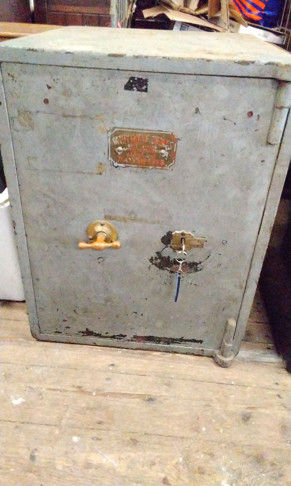 Lot 371: Mid Size Withy Grove Stores Safe. With 1 Key. COLLECTION ONLY