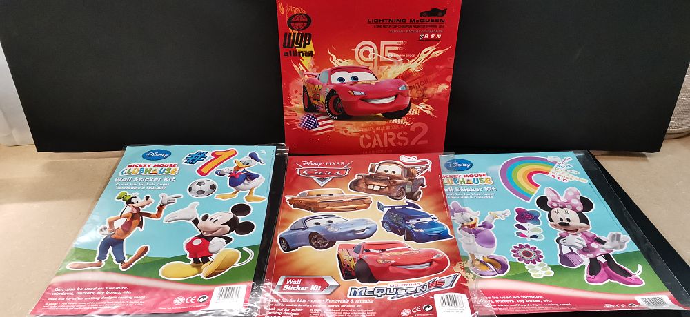 Lot 405: A Collection of Disney Mickey Mouse and Cars Wall Stickers