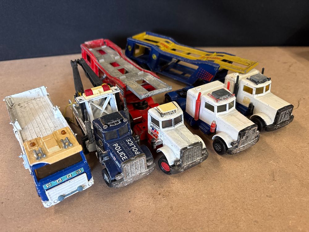 Lot 246: Matchbox Commercial and Emergency Vehicle Transporters, c. 1980s-1990s.