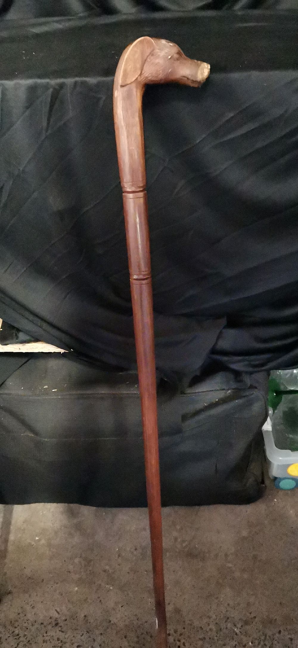 Lot 189: Wooden Walking Stick with Carved Dog Head Handle