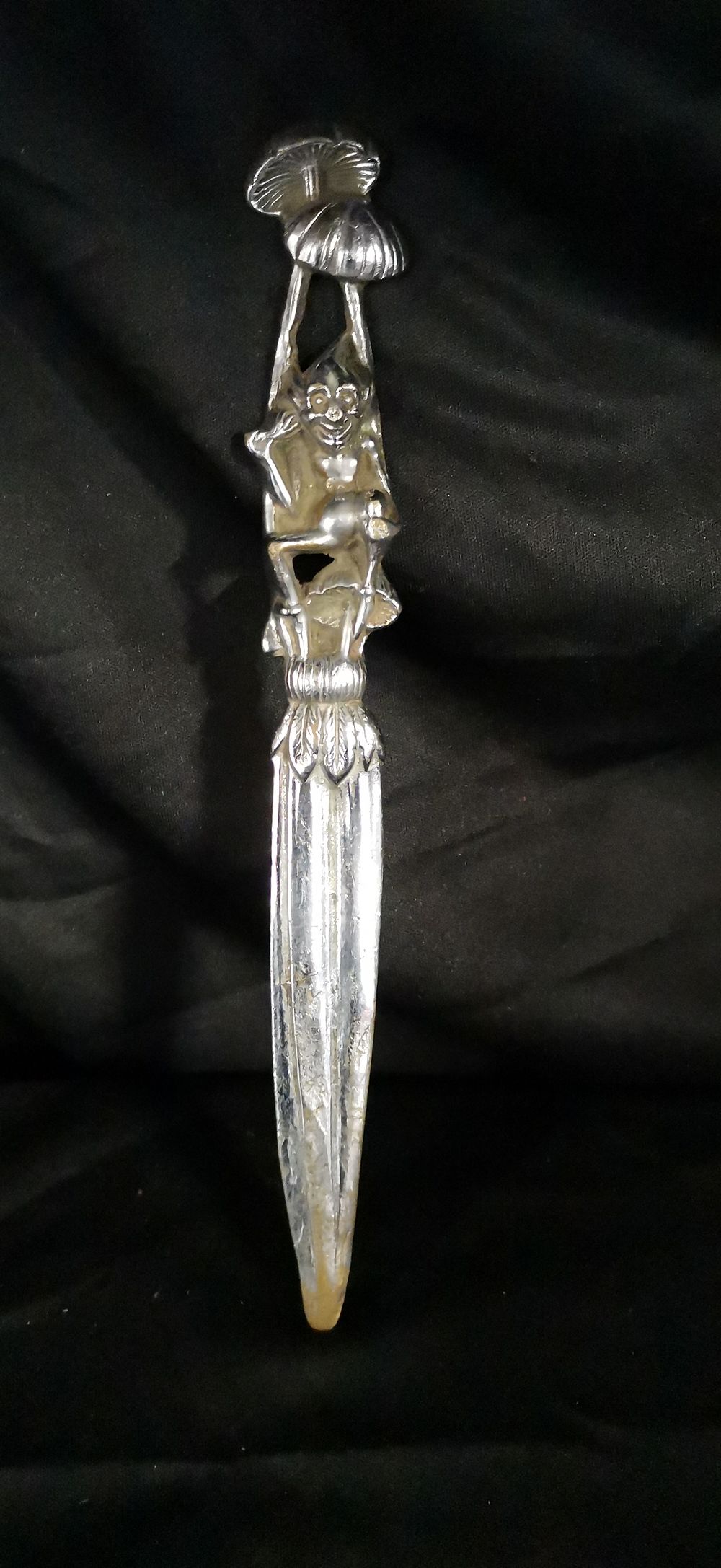 Lot 280: Spanish Silver Toned Goblin and Mushroom Letter Opener