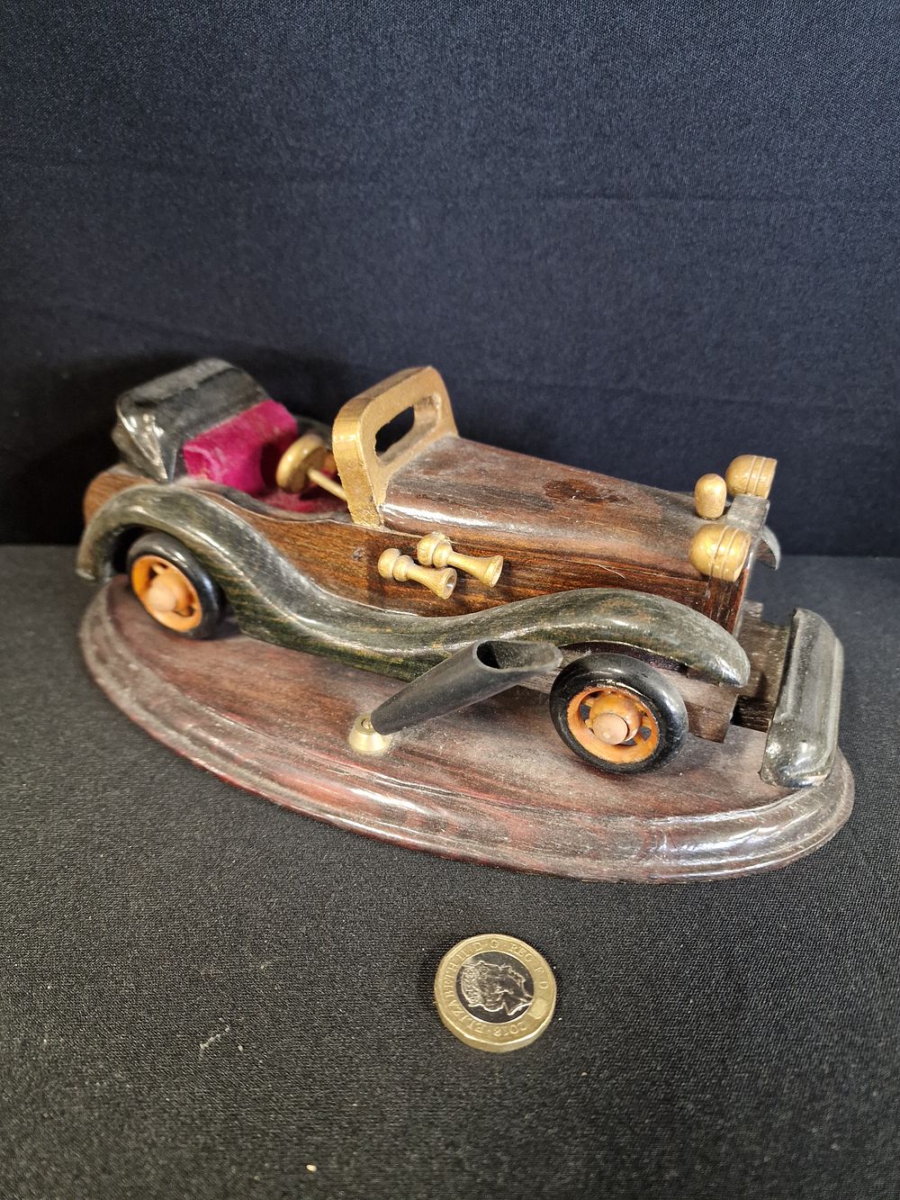 Lot 361: Decorative Wooden Vintage Style Car Model on Plaque