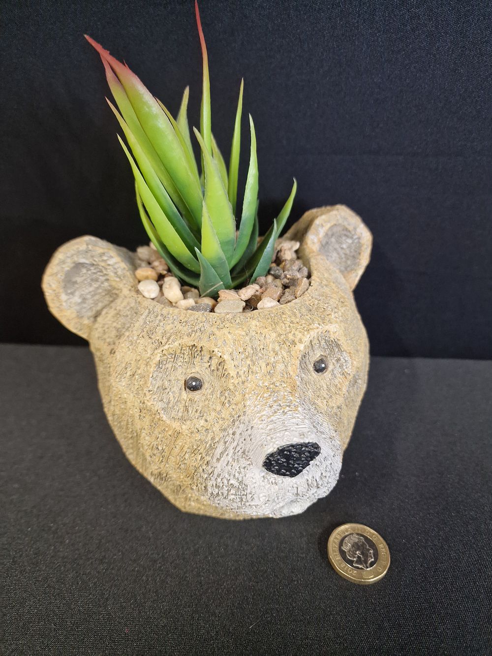 Lot 367: Mini Bear Shaped Textured Planter with Artificial Succulent