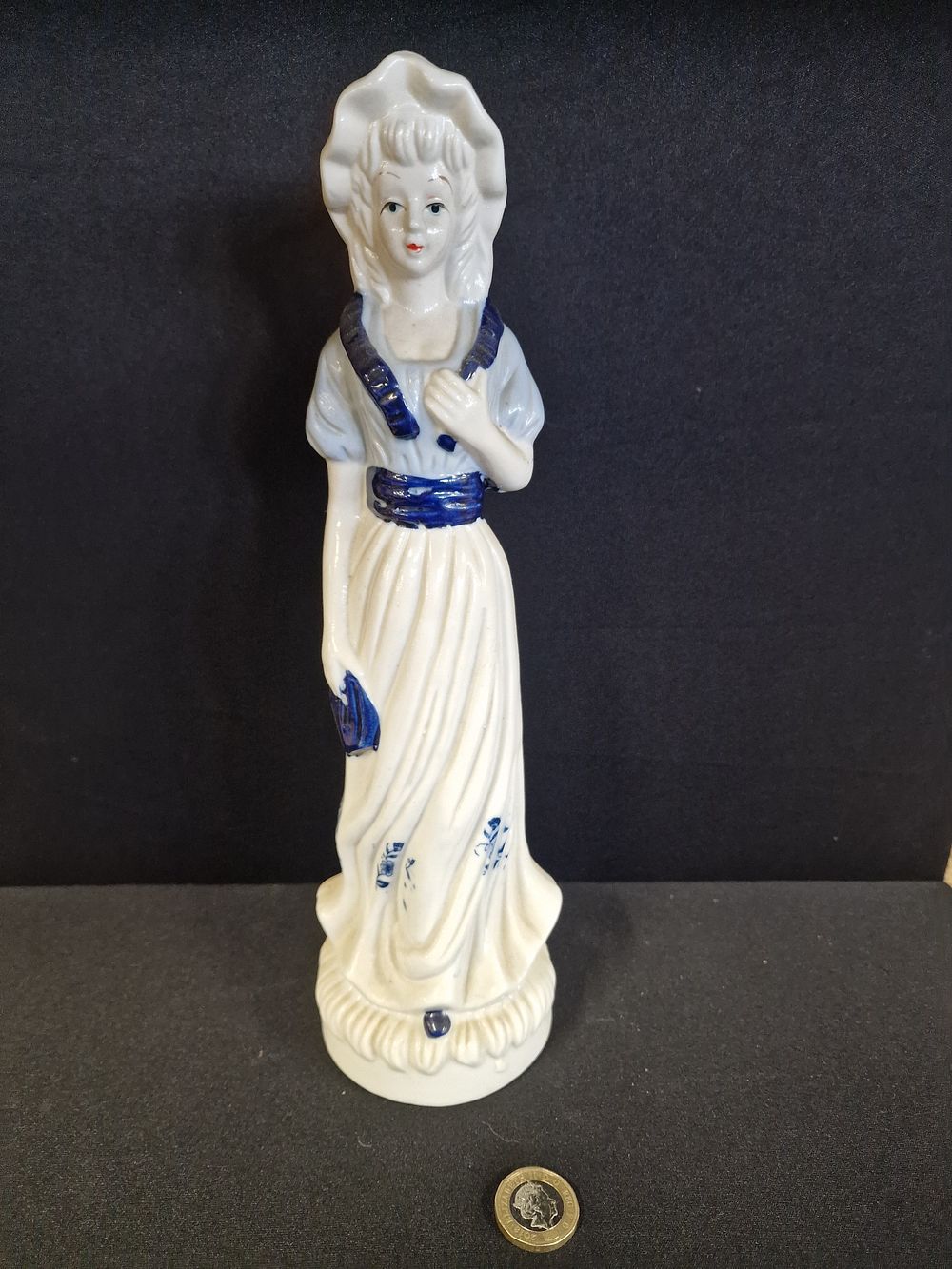 Lot 371: Blue and White Ceramic Figurine of a Lady