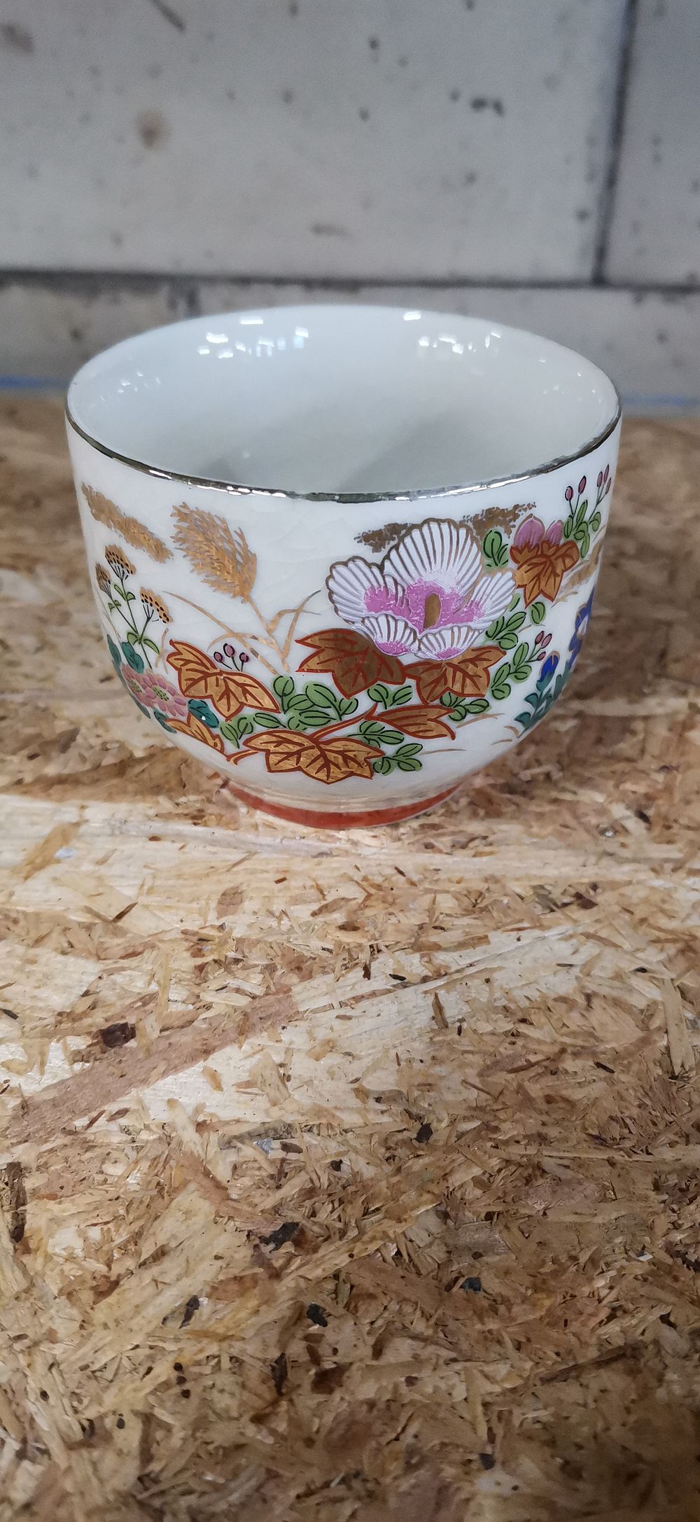 Lot 389: Small Ceramic Cup with Floral Design and Crackle Glaze