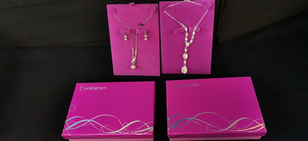 Lot 305: Two Buckingham Necklaces and a Pair of Earrings