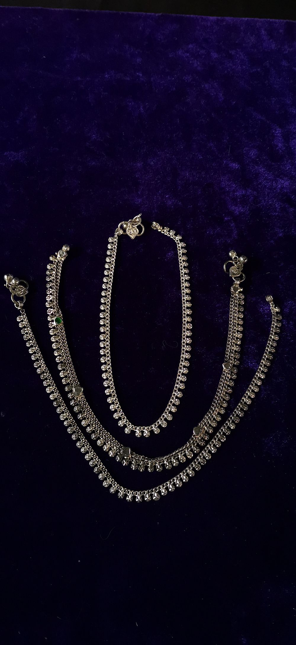 Lot 313: A Trio of White Metal Beaded Anklets