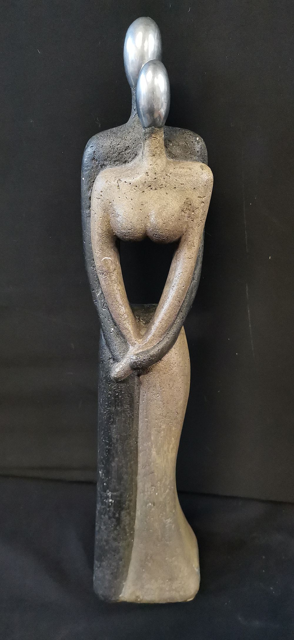 Lot 337: Modern Stone and Metal Sculpture of a Couple