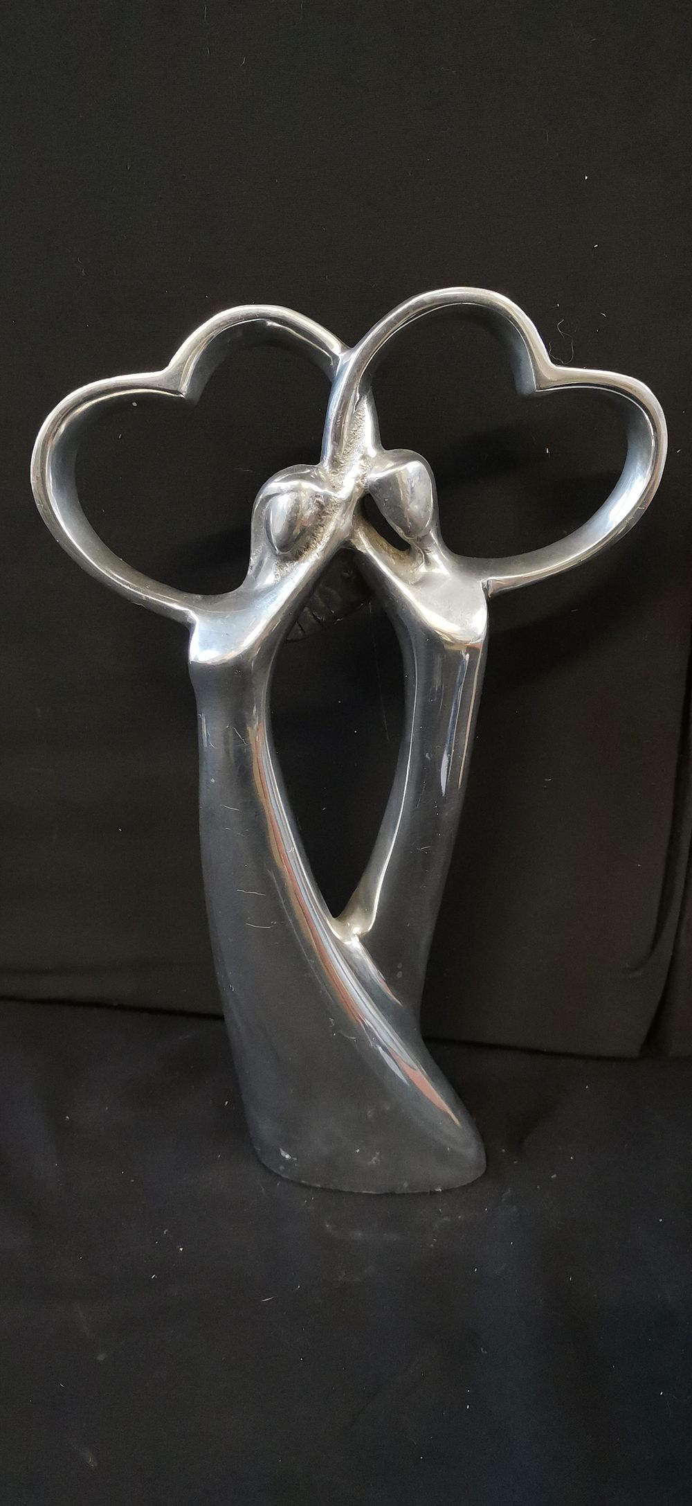 Lot 338: Stylised Silver Toned Metal Sculpture of an Intertwined Couple