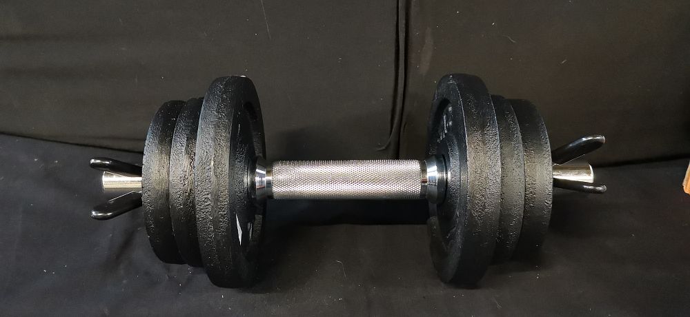 Lot 346: A Single Adjustable Chrome and Cast Iron Dumbbell