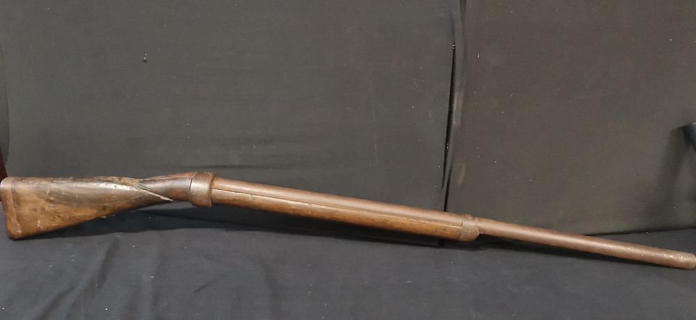 Lot 397: Antique WWII Wooden Stock Bayonet Training Riffle. Assembly with Markings