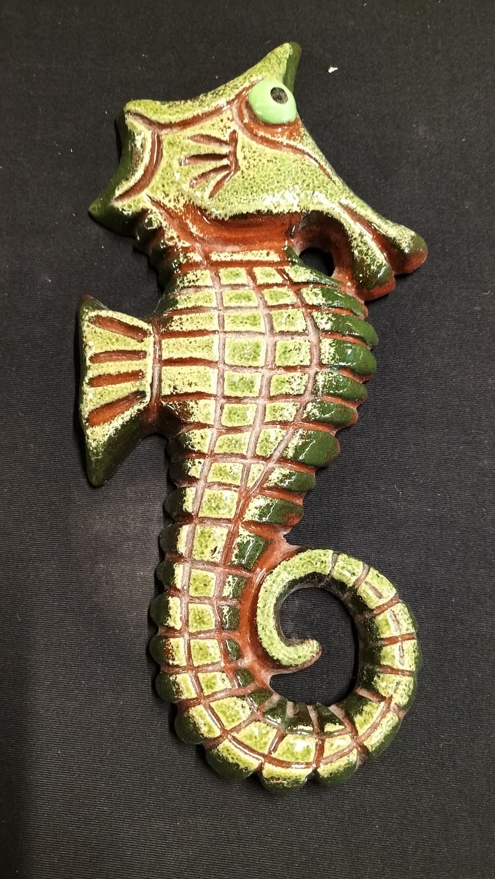 Lot 168: Decorative Green Glazed Ceramic Seahorse Plaque
