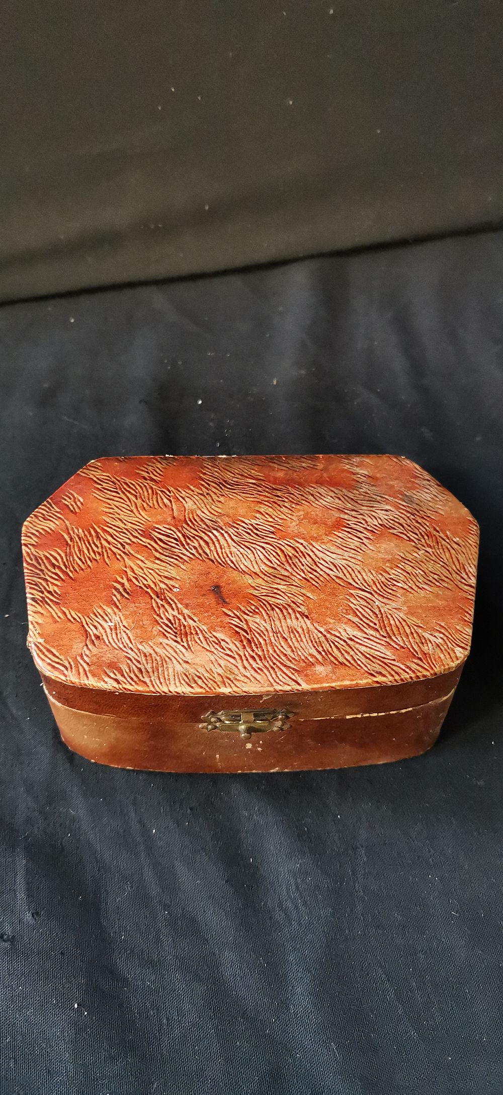Lot 200: Antique Octagonal Pyrography Wood Storage Box