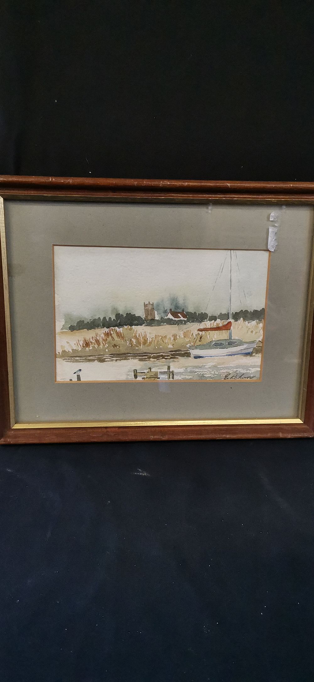 Lot 226: Framed Watercolour Coastal Scene Signed E. Robson